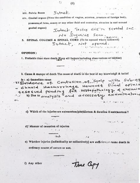 Copy of post-mortem report of Altaf Shaikh, September 11, 2009. Copy of post-mortem report of Altaf Shaikh, September 11, 2009.