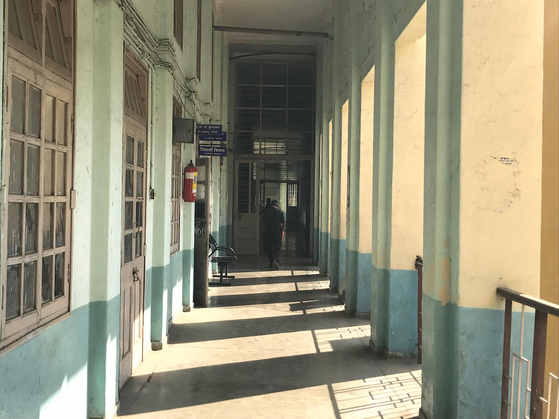 This corridor leads to the forensic science department of the Government Medical College in Nagpur. Credit: Supriya Sharma This corridor leads to the forensic science department of the Government Medical College in Nagpur. Credit: Supriya Sharma