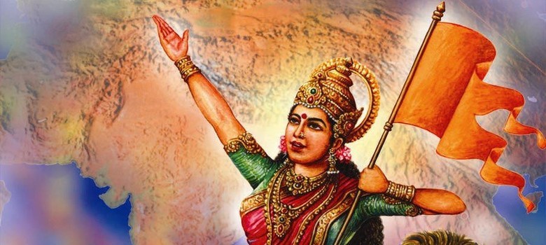 Bharat Mata, the Hindu deity who personifies India. Bharat Mata, the Hindu deity who personifies India.