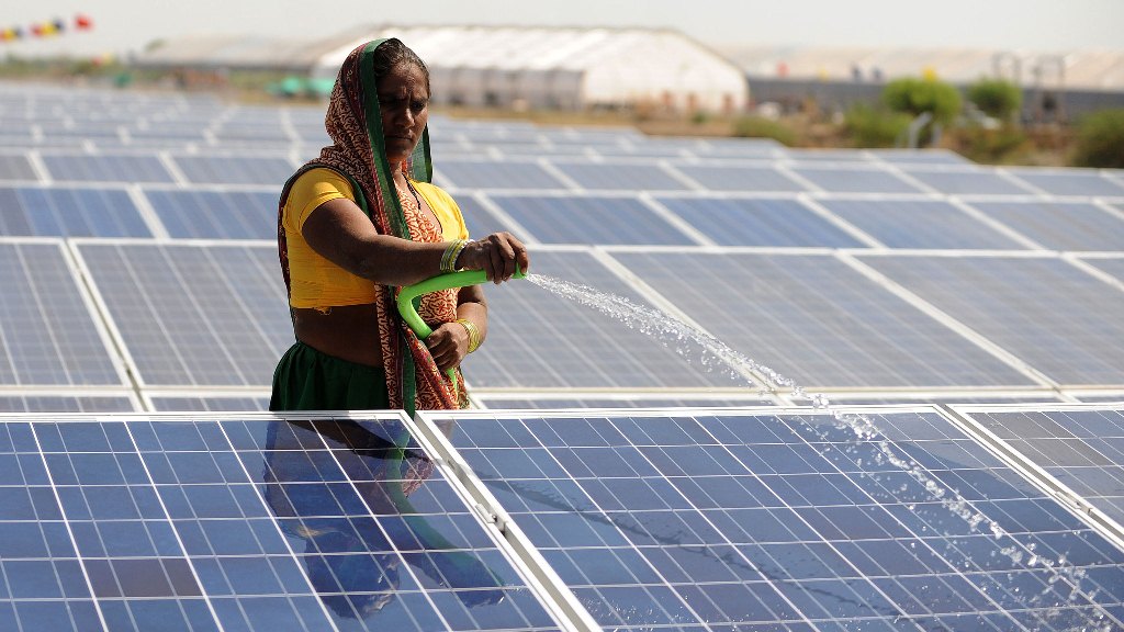 India plans to increase the share of renewable energy in its total power generation capacity to 40% by 2030. Photo credit: AFP India plans to increase the share of renewable energy in its total power generation capacity to 40% by 2030. Photo credit: AFP