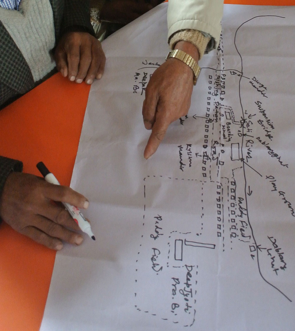 Residents participate in a community mapping exercise. Photo credit: International Accountability Project Residents participate in a community mapping exercise. Photo credit: International Accountability Project