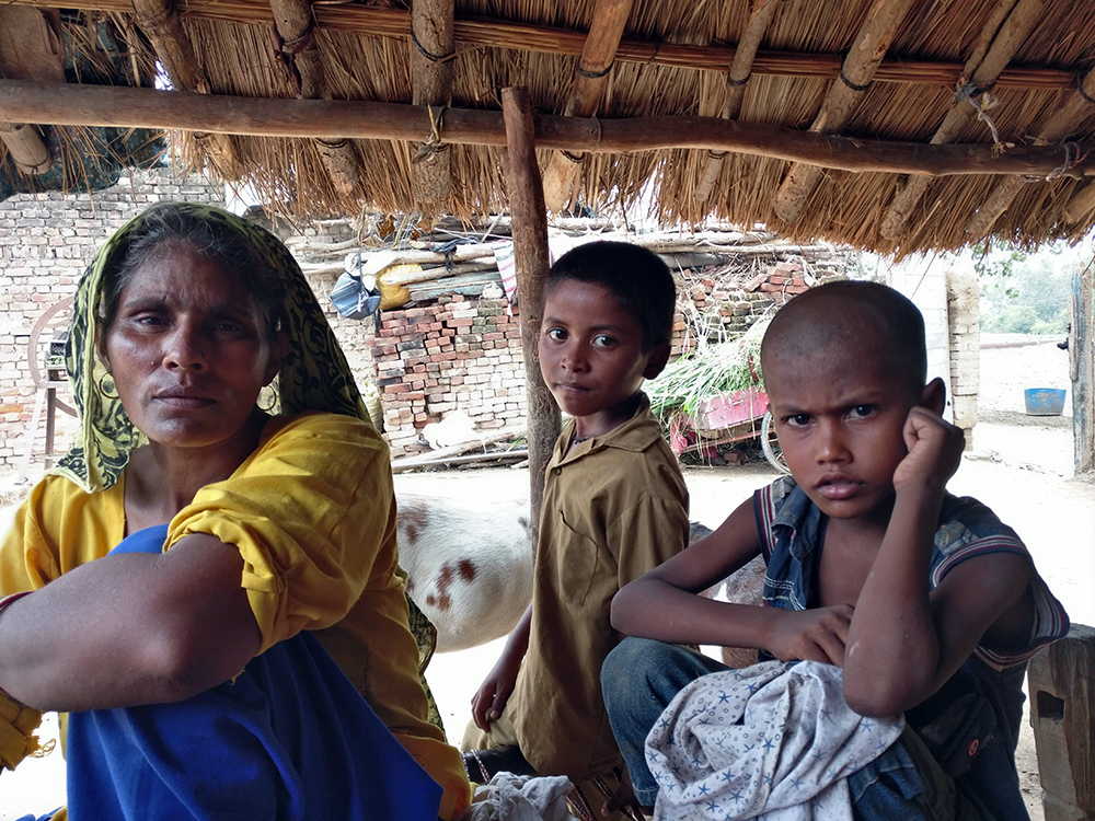 Mohammad Hasim (right) with his brother Samir and grandmother Safikan Miasab at Birpur-Bariyar. Photo credit: Shreya Roy Chowdhury Mohammad Hasim (right) with his brother Samir and grandmother Safikan Miasab at Birpur-Bariyar. Photo credit: Shreya Roy Chowdhury
