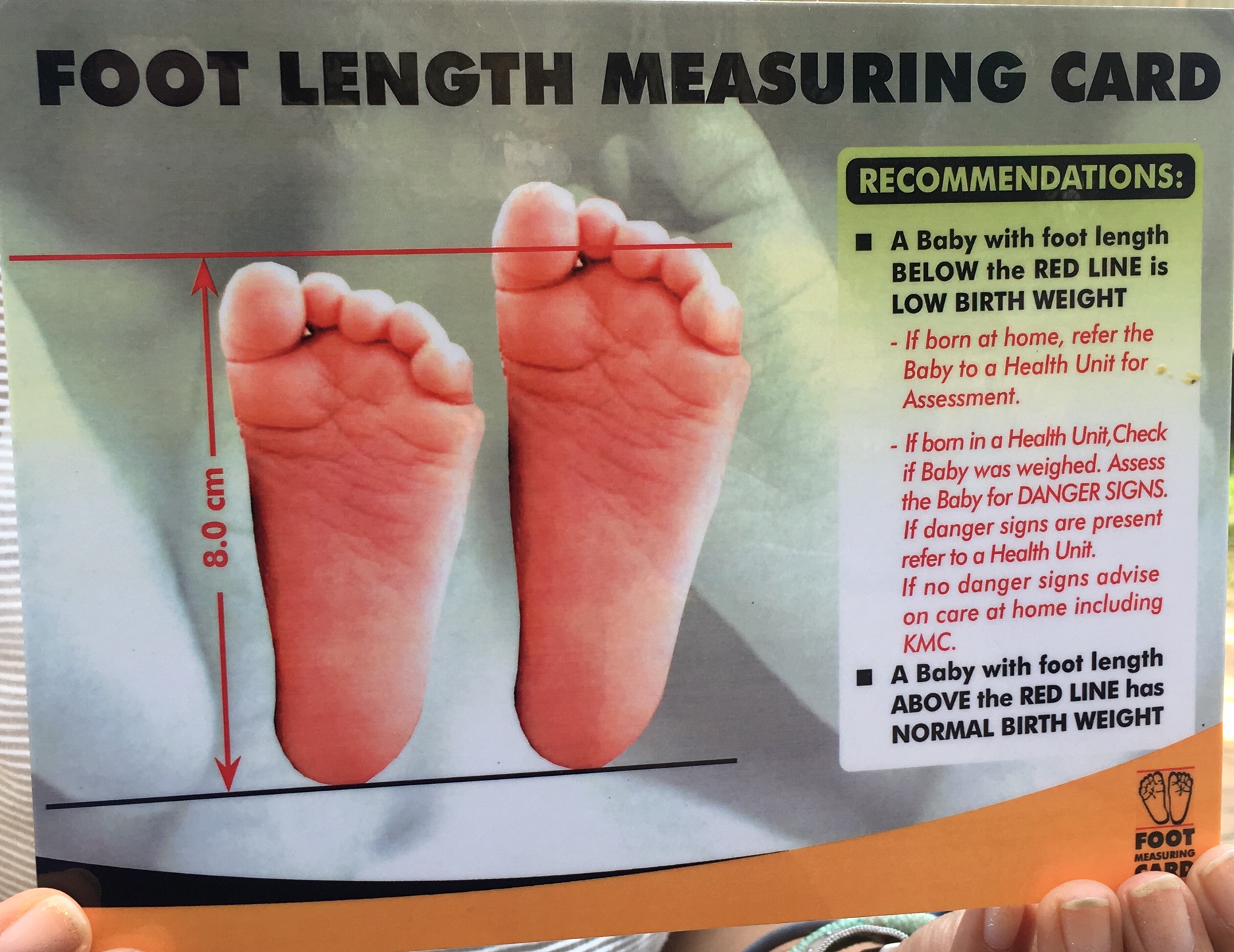 Foot length measuring card used by community healthcare workers in Uganda. (Photo: Priyanka Vora ) Foot length measuring card used by community healthcare workers in Uganda. (Photo: Priyanka Vora )