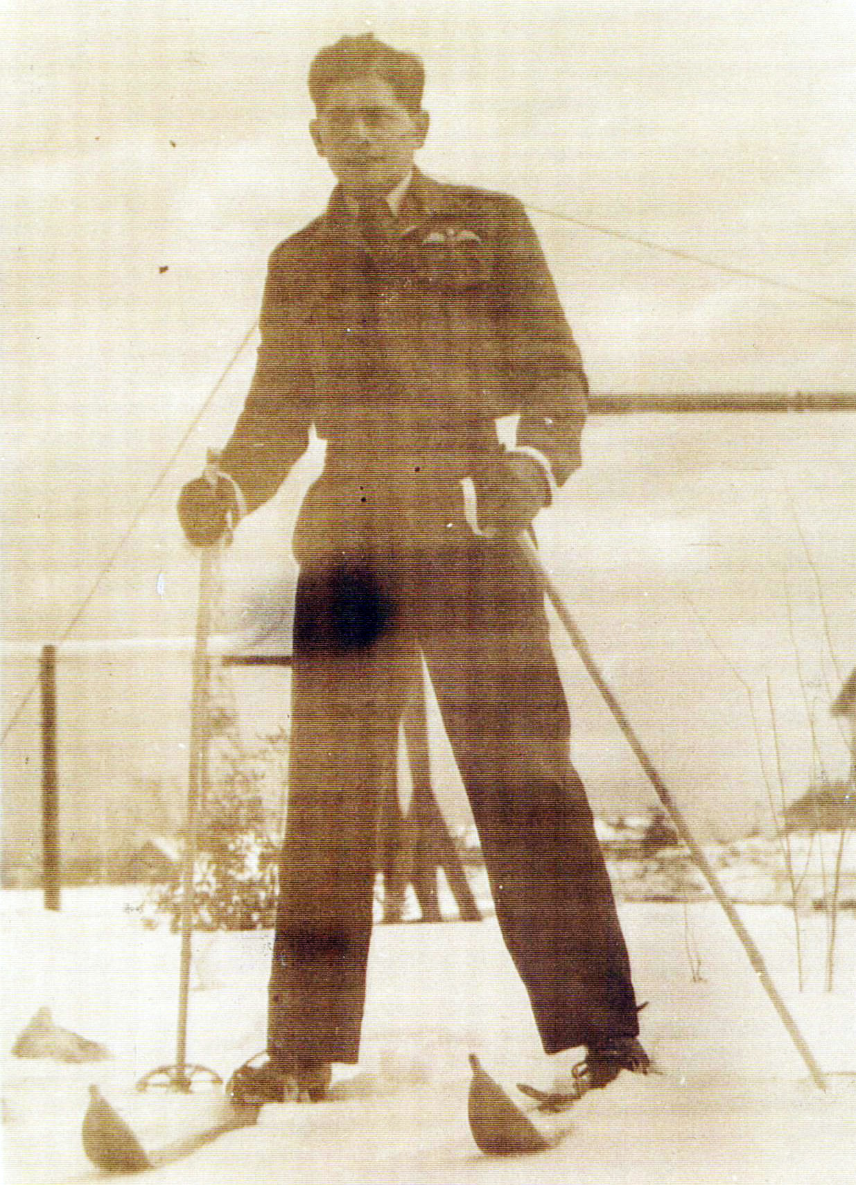 Pilot Officer Cecil Digby, one of the younger members of the squadron, tries his hand at skiing, on slopes near Miho. Photo Courtesy: Late Wing Commander CHL Digby's family Pilot Officer Cecil Digby, one of the younger members of the squadron, tries his hand at skiing, on slopes near Miho. Photo Courtesy: Late Wing Commander CHL Digby's family