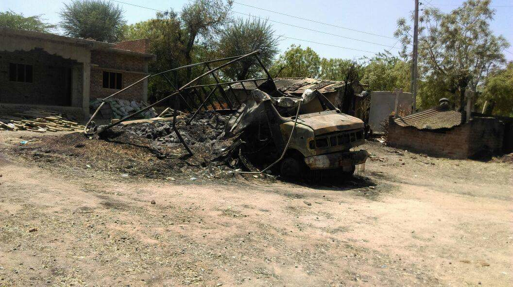 Even large vehicles had been burnt. Photo credit: Damayantee Dhar Even large vehicles had been burnt. Photo credit: Damayantee Dhar
