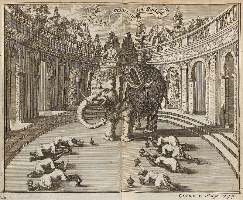 Image of Siam’s King Narai on his elephant, featured in the original French edition of Guy Tachard’s account of his travels, Voyage de Siam des pères Jesuites, envoyés par le roy, aux Indes & à la Chinesiam (1687). Image credit: Widener Library Image of Siam’s King Narai on his elephant, featured in the original French edition of Guy Tachard’s account of his travels, Voyage de Siam des pères Jesuites, envoyés par le roy, aux Indes & à la Chinesiam (1687). Image credit: Widener Library