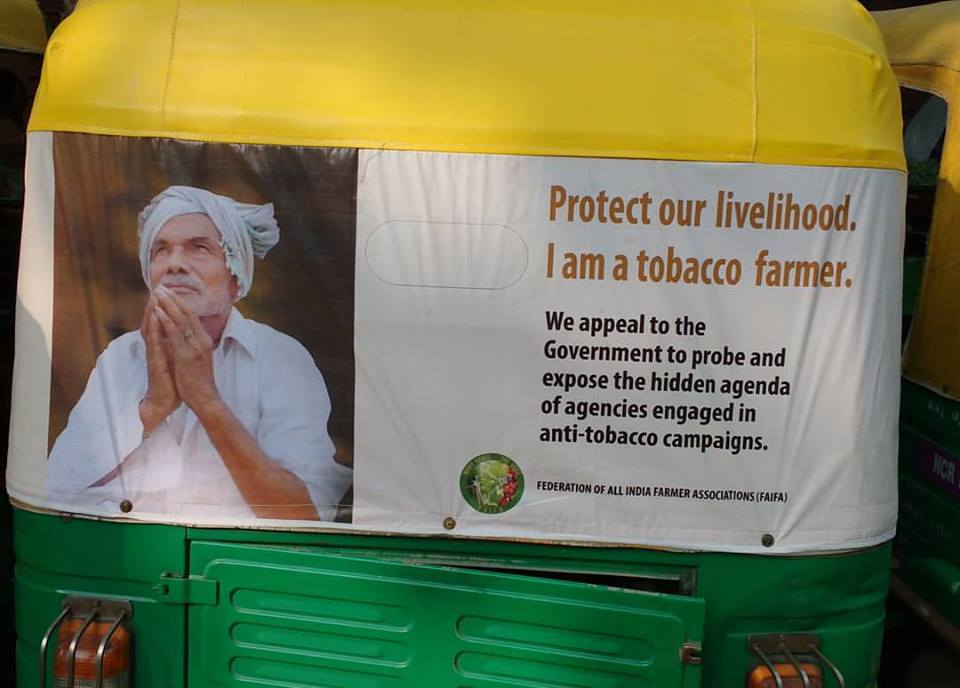 Campaign against anti-tobacco movements portraying a tobacco farmer. Photo credit: Shoaib Daniyal. Campaign against anti-tobacco movements portraying a tobacco farmer. Photo credit: Shoaib Daniyal.