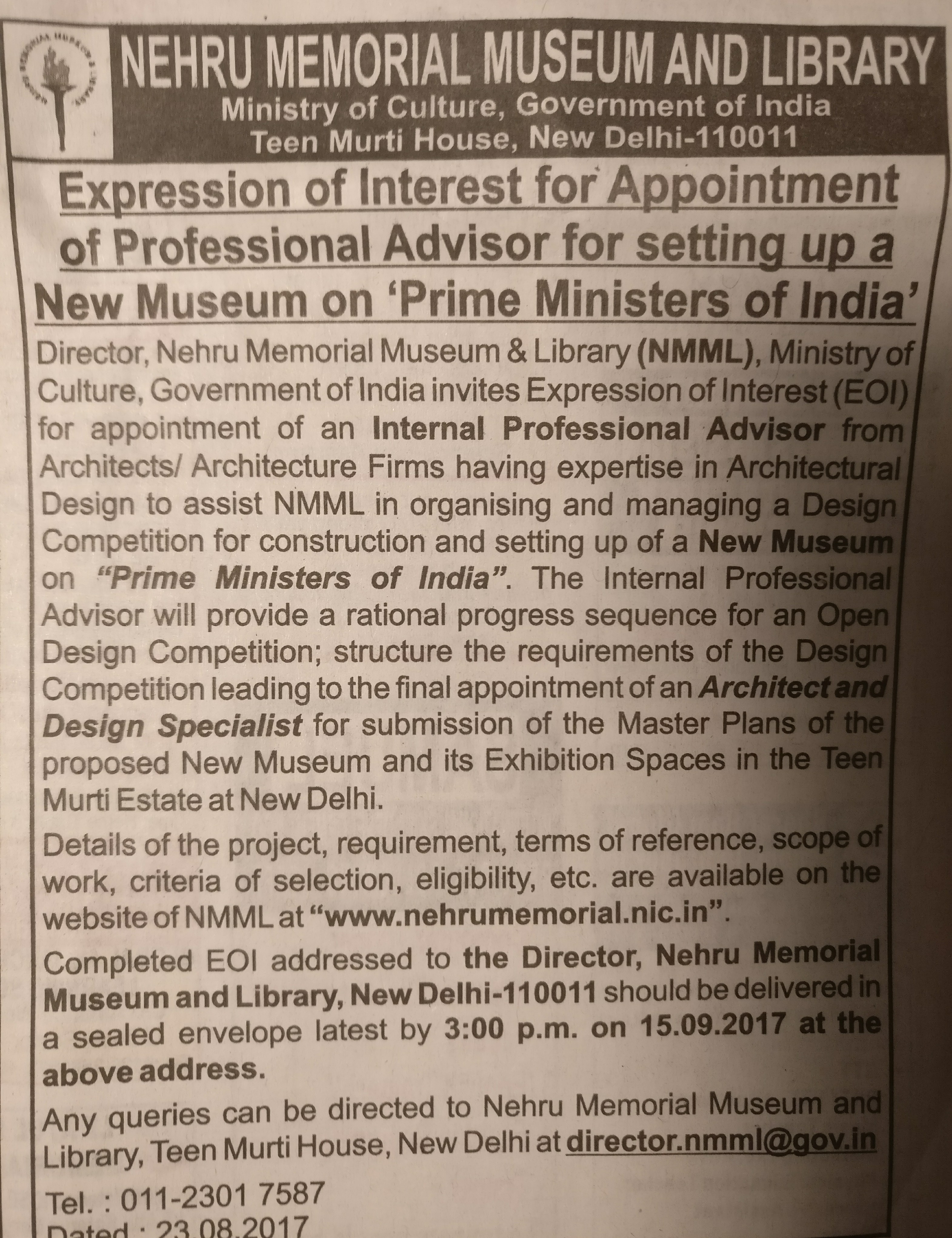 This advertisement appeared in the Times of India on August 23. This advertisement appeared in the Times of India on August 23.