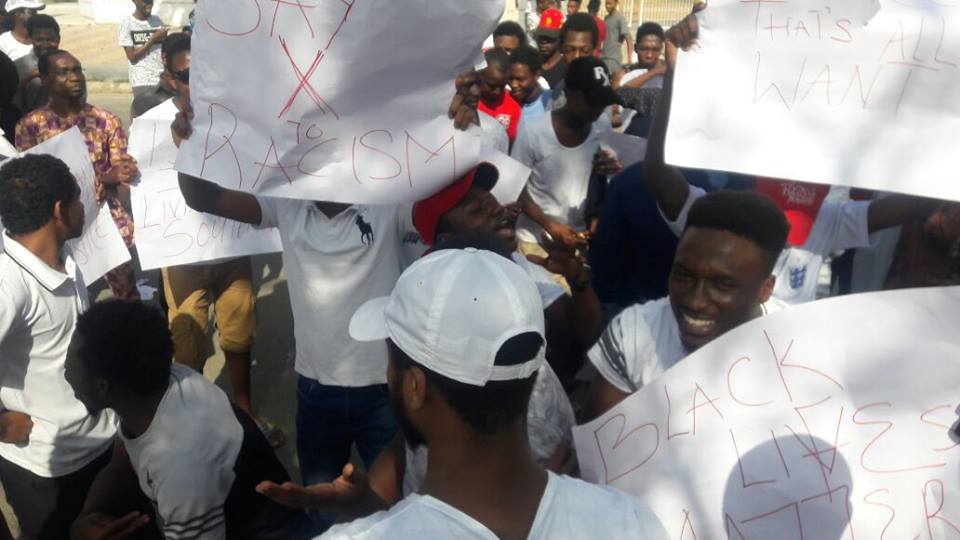 African students protest attacks on members of their community. Credit: Association of African Students in India African students protest attacks on members of their community. Credit: Association of African Students in India