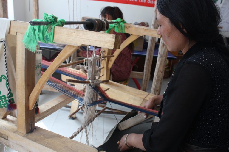 Pucuo Zhongga making yak felt bags. Credit: Wang Yan Pucuo Zhongga making yak felt bags. Credit: Wang Yan