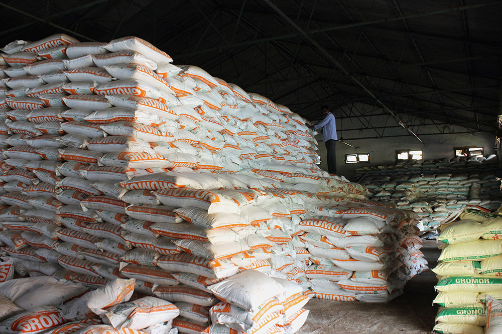 A fertiliser godown in Krishna district. Photo by Kumar Sambhav A fertiliser godown in Krishna district. Photo by Kumar Sambhav
