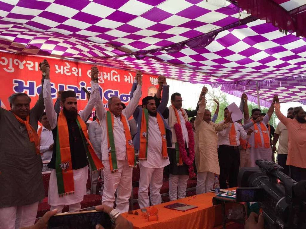 Nearly 2,000 Congress workers joined the BJP at the convention in Dahegam, Gandhinagar. Photo credit: Damayantee Dhar Nearly 2,000 Congress workers joined the BJP at the convention in Dahegam, Gandhinagar. Photo credit: Damayantee Dhar