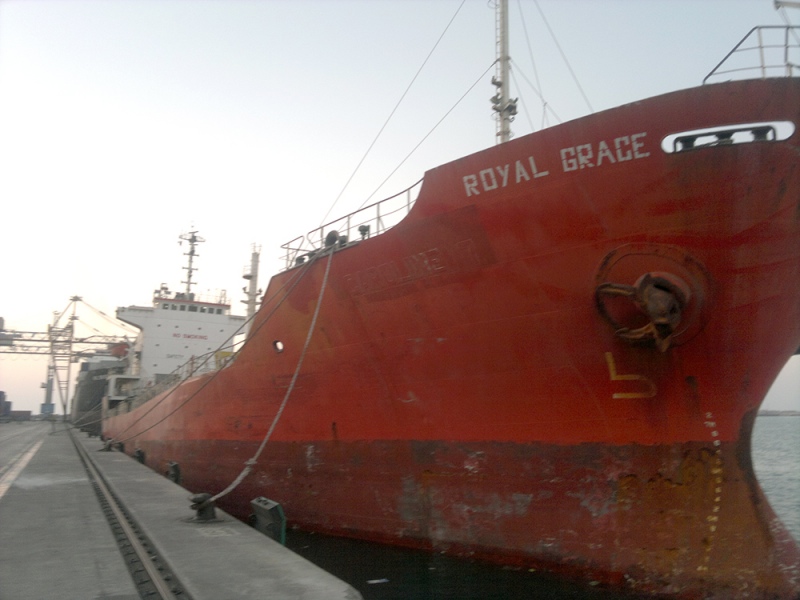 The MV Royal Grace docked at Sharjah before the hijacking. Photo courtesy: Pritam Kumar Sahu. The MV Royal Grace docked at Sharjah before the hijacking. Photo courtesy: Pritam Kumar Sahu.