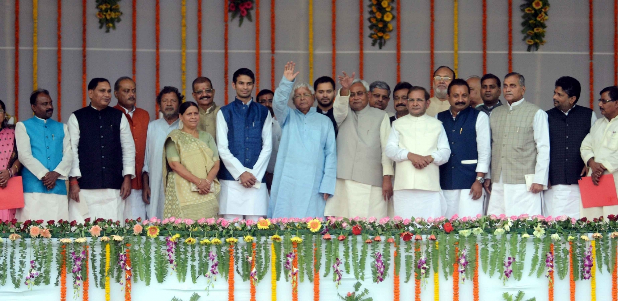 Nitish Kumar and Lalu Yadav at the swearing-in ceremony of the new JD(U)-RJD-Congress coalition government in Patna, on Nov 20, 2015. Photo Credit: IANS Nitish Kumar and Lalu Yadav at the swearing-in ceremony of the new JD(U)-RJD-Congress coalition government in Patna, on Nov 20, 2015. Photo Credit: IANS