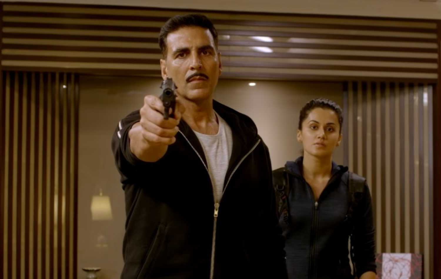 Akshay Kumar and Taapsee Pannu in Naam Shabana. Akshay Kumar and Taapsee Pannu in Naam Shabana.