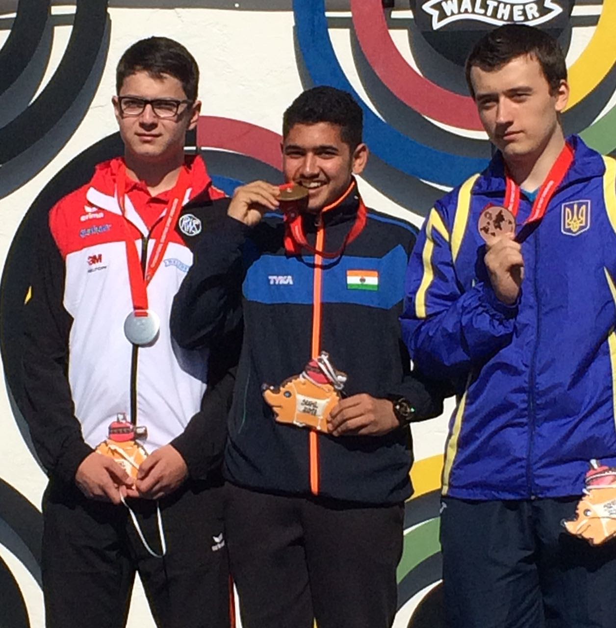 Anish with his gold medal at the ISSF Junior World Cup. Image Credit: Anish Bhanwala Anish with his gold medal at the ISSF Junior World Cup. Image Credit: Anish Bhanwala