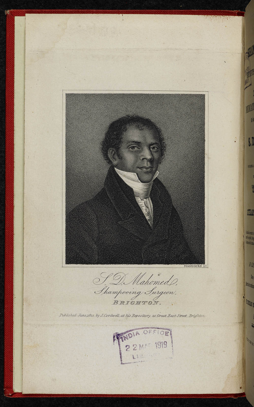 Sake Dean Mahomed, traveller and businessman. Image courtesy of the British Library Board: T 12646 Sake Dean Mahomed, traveller and businessman. Image courtesy of the British Library Board: T 12646