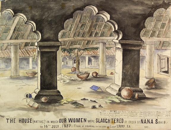 'Slaughter House' or 'Bibighar', a panel from the Mutiny Scroll, British Library, Add Ms 37153. Photo credit: British Library 'Slaughter House' or 'Bibighar', a panel from the Mutiny Scroll, British Library, Add Ms 37153. Photo credit: British Library