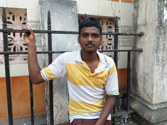 Santosh Yadav waits for load-carrying work outside Mumbai Central station. Photo: Aarefa Johari Santosh Yadav waits for load-carrying work outside Mumbai Central station. Photo: Aarefa Johari