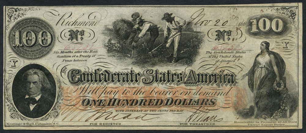 This Confederate bill from 1862 portrayed nameless slaves in the fields. This Confederate bill from 1862 portrayed nameless slaves in the fields.