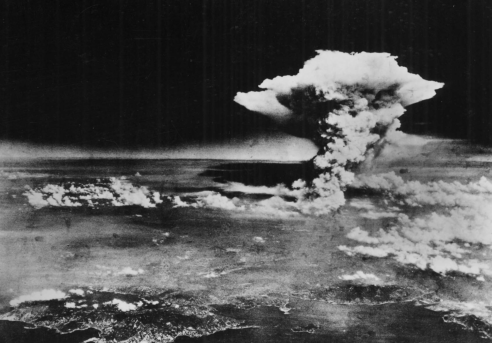 Atomic cloud over Hiroshima, taken from "Enola Gay" flying over Matsuyama, Shikoku Atomic cloud over Hiroshima, taken from "Enola Gay" flying over Matsuyama, Shikoku