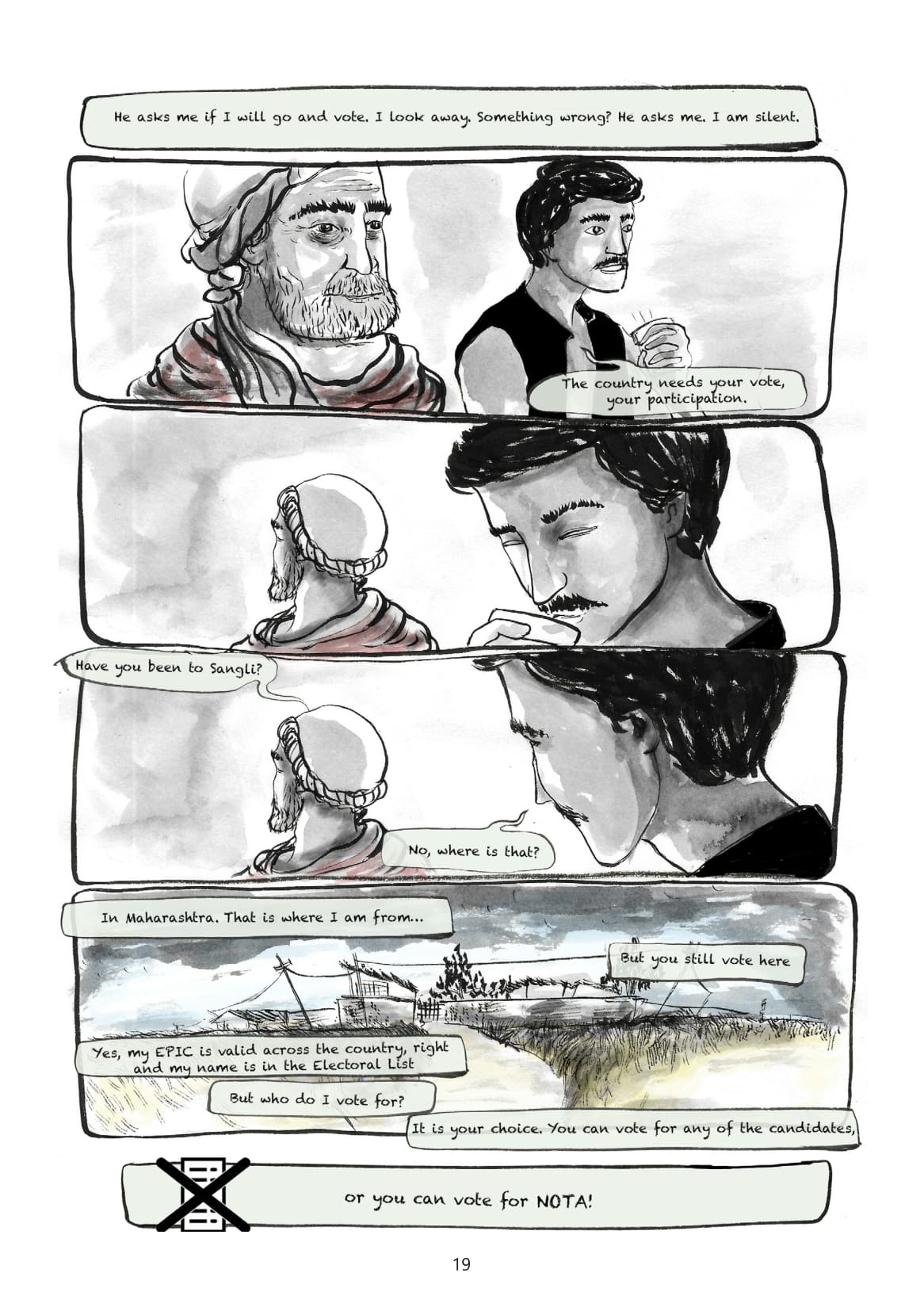 A page from 'Acceptance' (Story by Kanan and Kelly Dhru/Illustrated by Ranjitha Rajeevan). A page from 'Acceptance' (Story by Kanan and Kelly Dhru/Illustrated by Ranjitha Rajeevan).