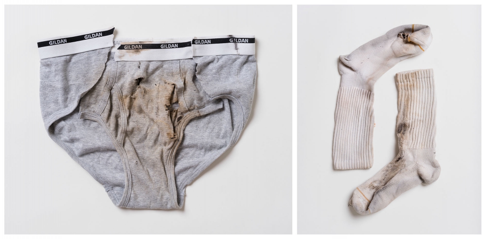 Underwear worn by Jaime Santana and socks worn by Justin Gauger when they were struck by lightning © William LeGoullon Underwear worn by Jaime Santana and socks worn by Justin Gauger when they were struck by lightning © William LeGoullon