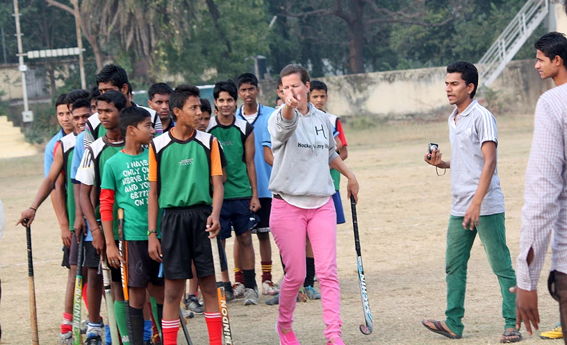 Former German player and coach Andrea Thumshirn has been trying to promote “sports & education for a better future” since 2010 in Rajasthan. (Image credit: Hockey Village India) Former German player and coach Andrea Thumshirn has been trying to promote “sports & education for a better future” since 2010 in Rajasthan. (Image credit: Hockey Village India)