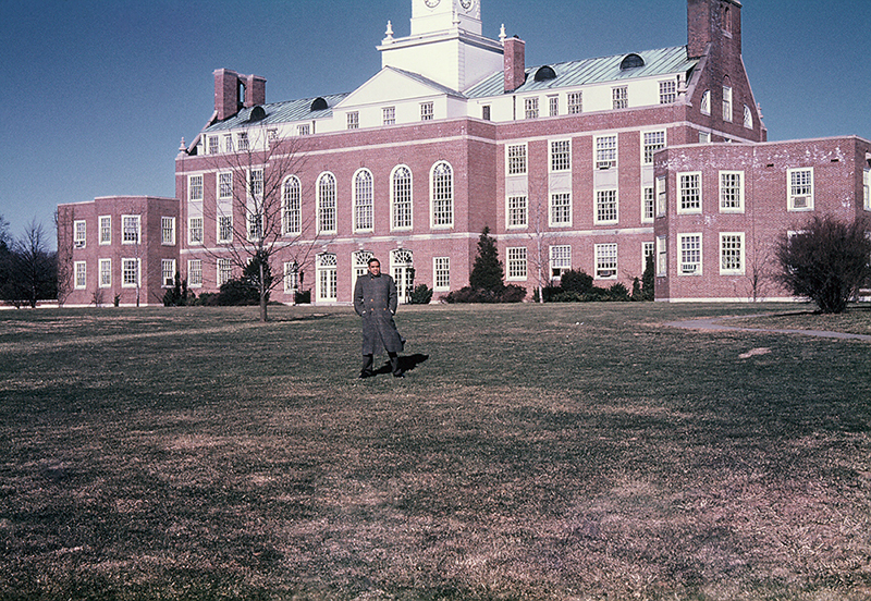 Alladi Ramakrishnan in front of Fuld Hall, Institute for Advanced Study, Princeton, Fall 1957. Photo credit: Alladi Krishnaswami. Alladi Ramakrishnan in front of Fuld Hall, Institute for Advanced Study, Princeton, Fall 1957. Photo credit: Alladi Krishnaswami.