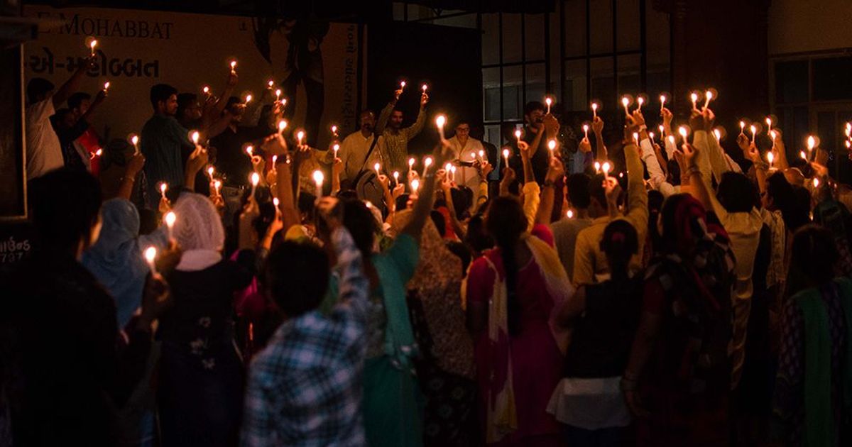 Karwan e Mohabbat: Celebrating the Mahatma with reflections, songs, candles. Image credit: Sanjukta Basu Karwan e Mohabbat: Celebrating the Mahatma with reflections, songs, candles. Image credit: Sanjukta Basu