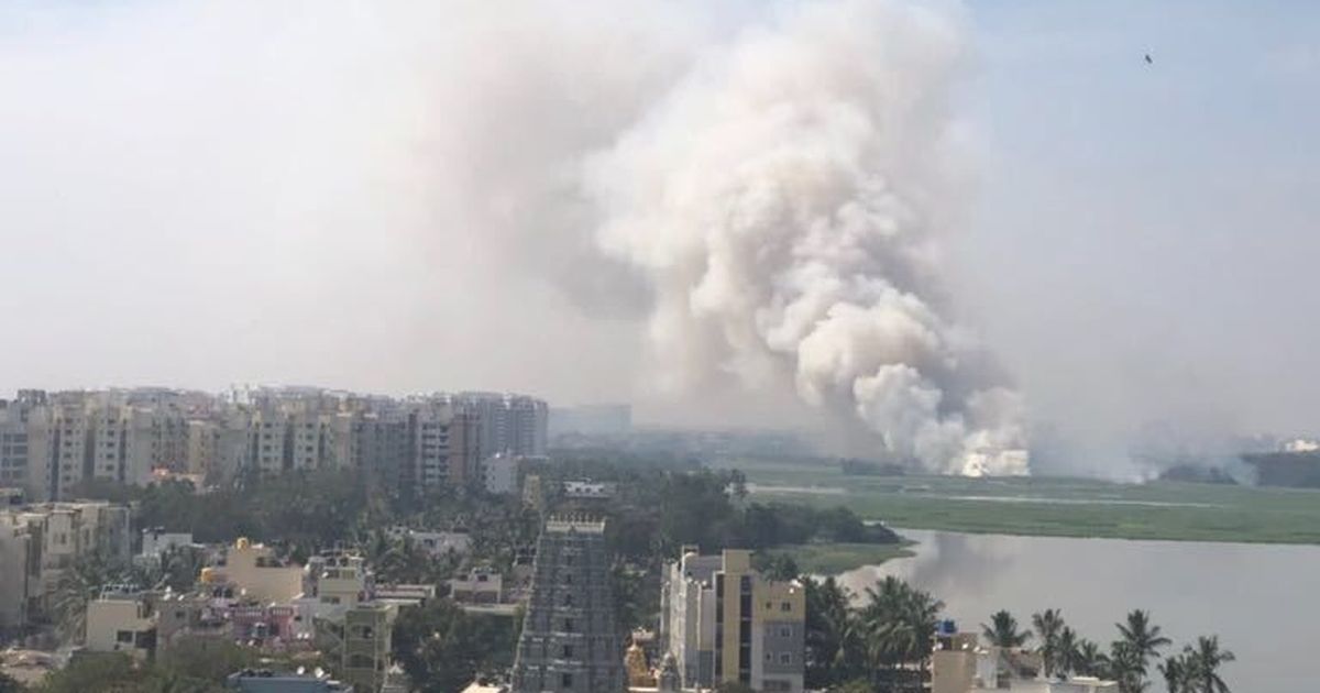 Watch: Fire rages on at Bengaluru’s polluted Bellandur lake