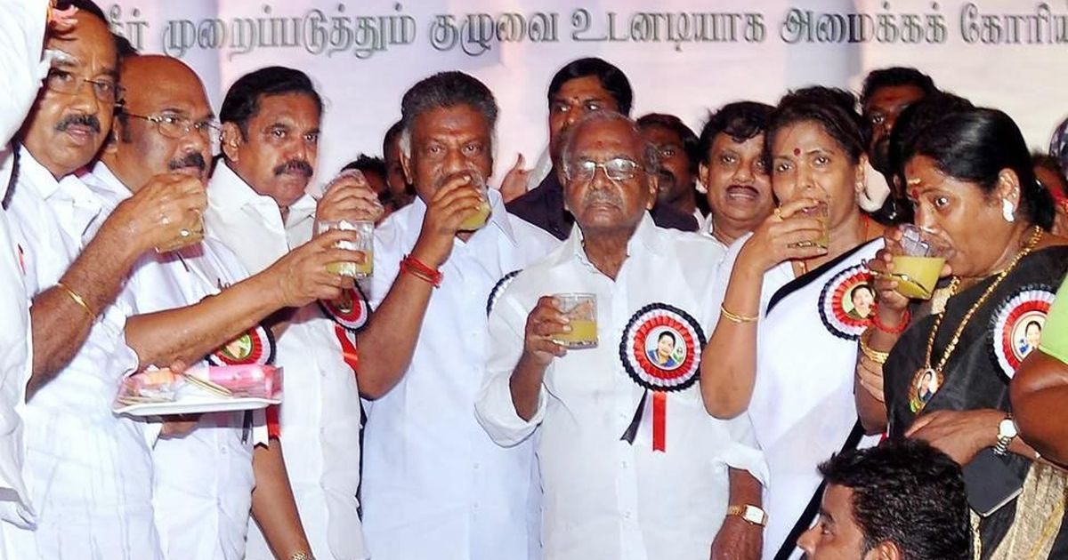 AIADMK mocked after photos of alleged party cadre taking lunch break during hunger strike go viral