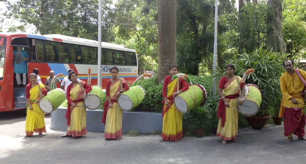 Women dhakis are steeping out of their home and hearth to play the drum. Women dhakis are steeping out of their home and hearth to play the drum.
