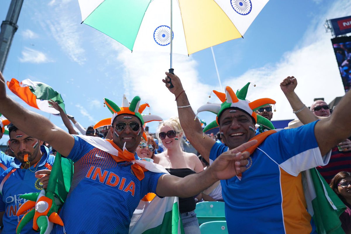 Indian fans having ball in the stands. Photo: ICC via Twitter. Indian fans having ball in the stands. Photo: ICC via Twitter.