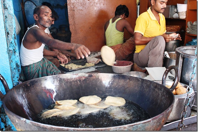 Kachoris being fried at Vajpayee Kachori Bhandar (Image courtesy: Finelychopped.net). Kachoris being fried at Vajpayee Kachori Bhandar (Image courtesy: Finelychopped.net).