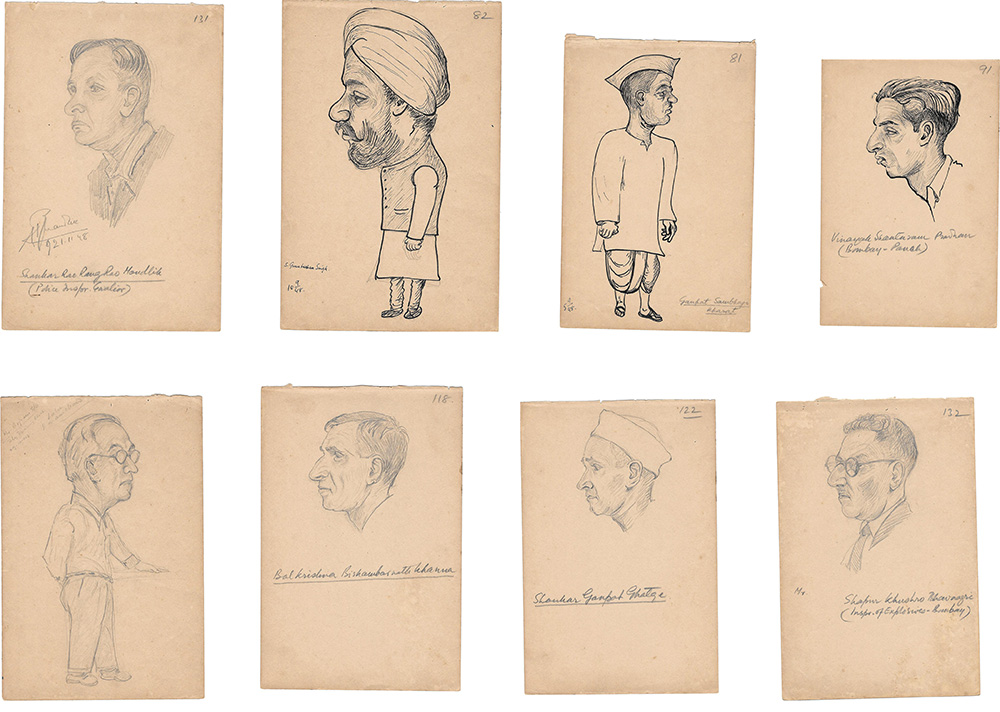 Known as one of the most important police officers of Bombay, Balchandra Ambadas Haldipur drew several sketches of suspects, informants and witnesses while chasing Mahatma Gandhi’s assassins. 1948-1949. Sketches and narrative courtesy: Haldipur Family, Thane, Maharashtra. Known as one of the most important police officers of Bombay, Balchandra Ambadas Haldipur drew several sketches of suspects, informants and witnesses while chasing Mahatma Gandhi’s assassins. 1948-1949. Sketches and narrative courtesy: Haldipur Family, Thane, Maharashtra.