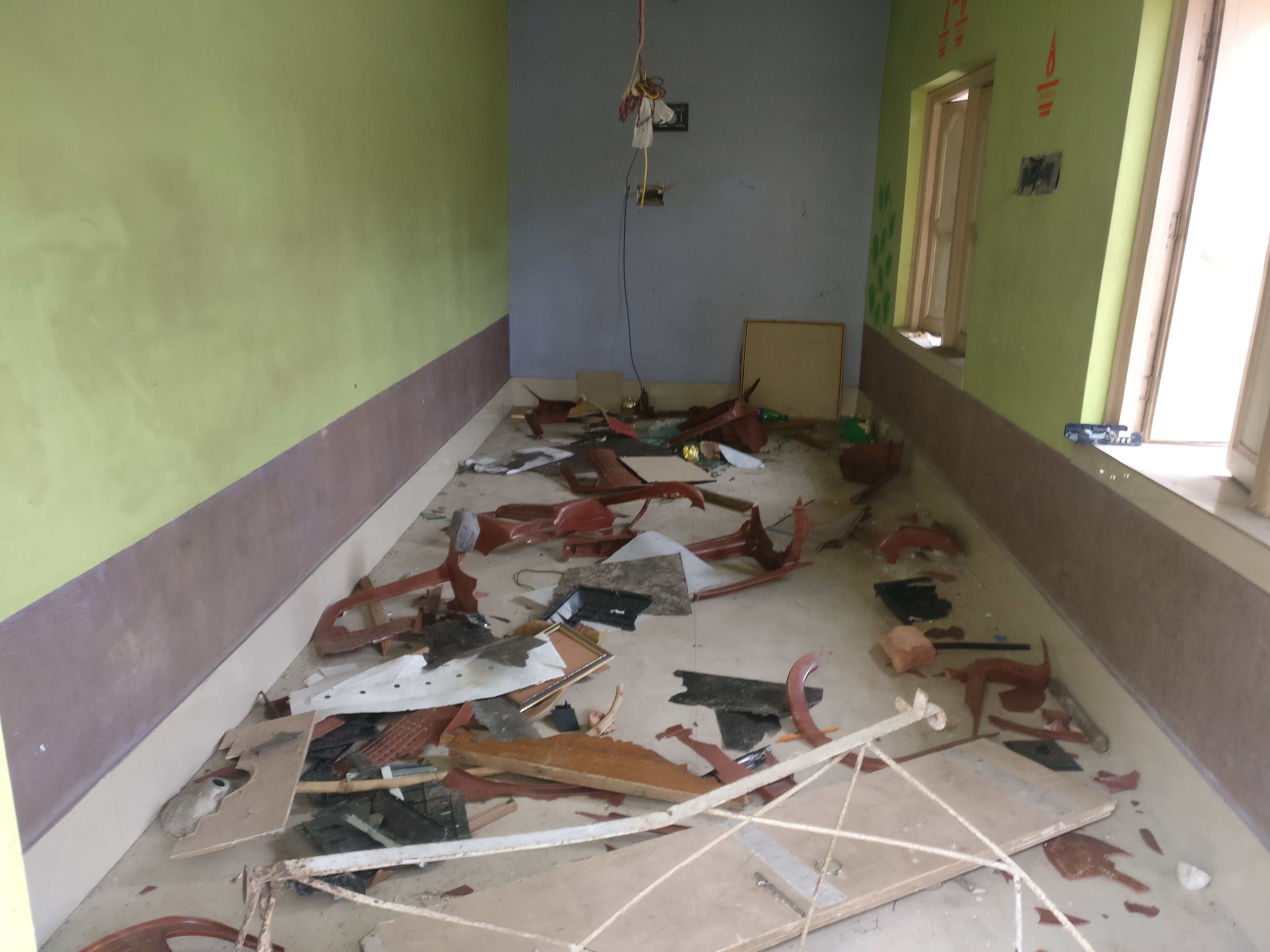 The vandalised clubhouse at Harishpur, Basirhat. Photo credit: Shoaib Daniyal The vandalised clubhouse at Harishpur, Basirhat. Photo credit: Shoaib Daniyal