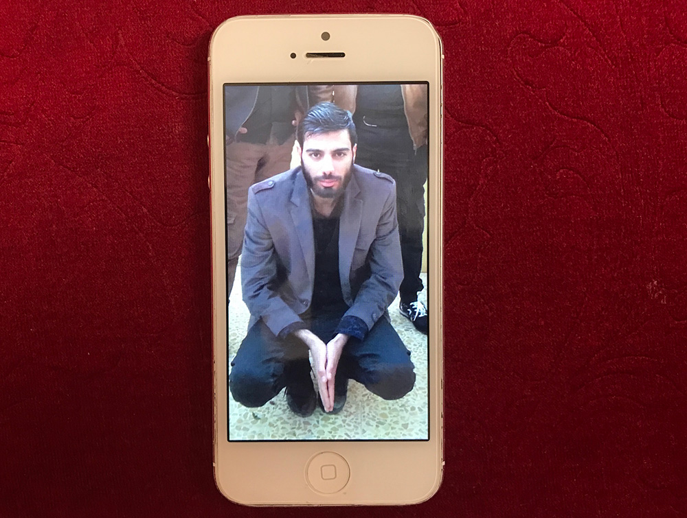 Mosab, 23, was killed in a strike in January. His picture, as seen on his sister's phone. Mosab, 23, was killed in a strike in January. His picture, as seen on his sister's phone.
