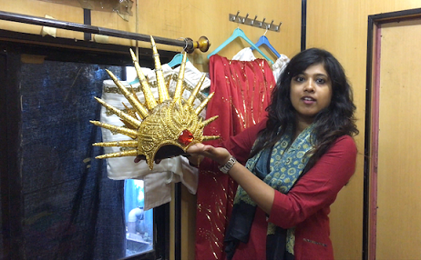 Costume designer Shweta Korde with Suryadev's five-kg crown. Photo by Venkataraghavan Rajagopalan. Costume designer Shweta Korde with Suryadev's five-kg crown. Photo by Venkataraghavan Rajagopalan.