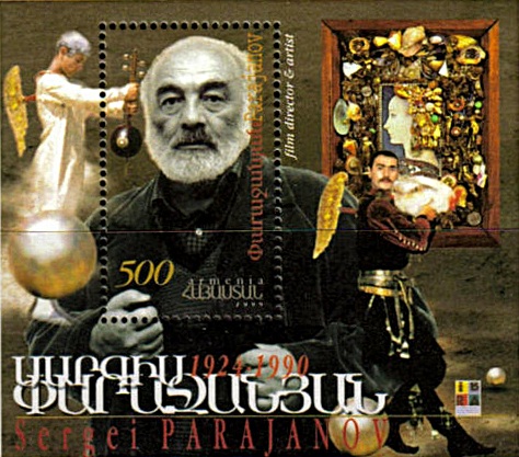 Sergei Parajanov featured in an Armenian stamp. Sergei Parajanov featured in an Armenian stamp.